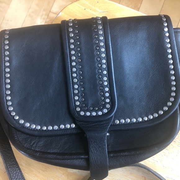 NWT Black with silver metal studs. Long leather strap, adjustable. - Picture 3 of 3
